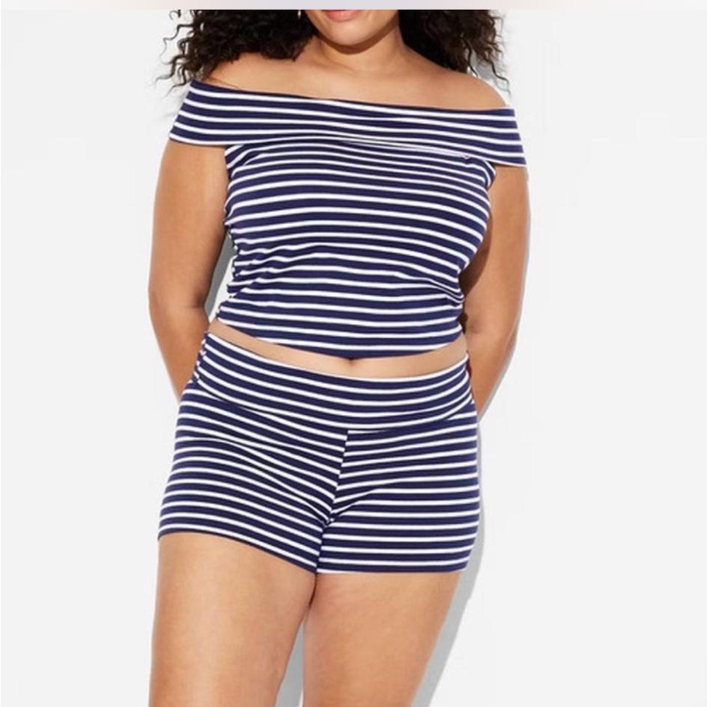 Wild Fable Navy and White Striped Set